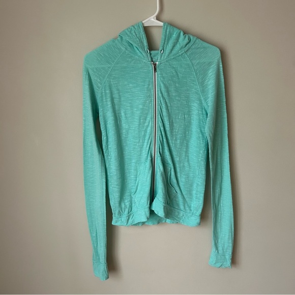 American Eagle Light Blue Mint Green Zip-Up Hoodie Lightweight Women’s Small - Picture 1 of 6